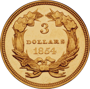 1854 three dollar coin pricing