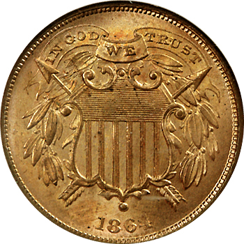 1864 small moto coin
